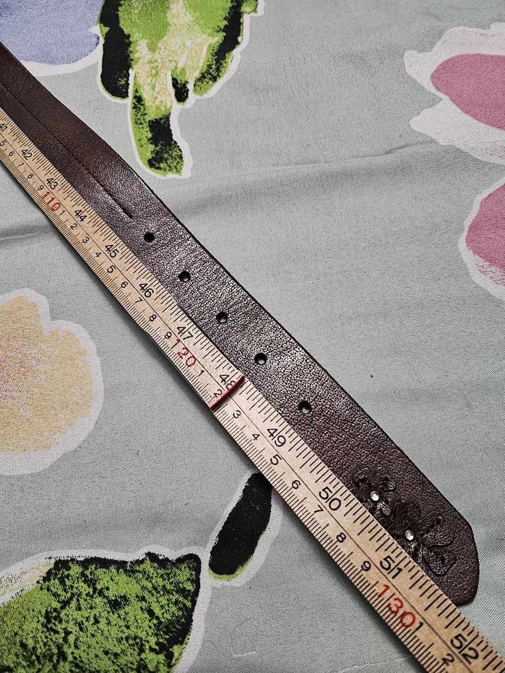 abercrombie Brown Leather Belt with Floral Stud Accent